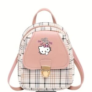 ADORABLE Hello Kitty Pink and White Plaid Backpack- NEW!